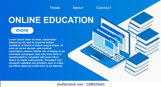 Vector website template of web page for online education concept