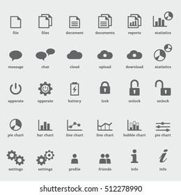 Vector website and web application user interface icons and symbols