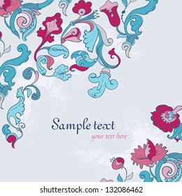 Vector Wedding amazing card with Ornate Flowers.