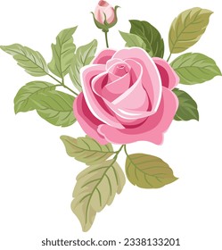 vector wedding bouquet, bouquet of roses with leaves
