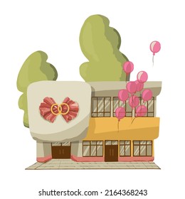 Vector Wedding Building, Wedding Venue, Bride And Groom, Ring Exchange, Wedding Palace, House Of Love