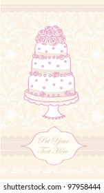 Vector wedding cake doodle for Wedding invitations, announcements or card