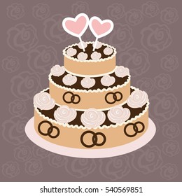 vector of wedding cake with hearts