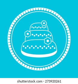 Vector wedding cake  icons in outline style - abstract logo design elements