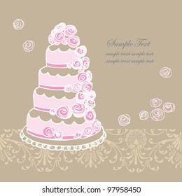 Vector wedding cake  for Wedding invitations or announcements