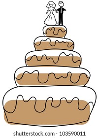 Vector wedding cake is isolated on a white background