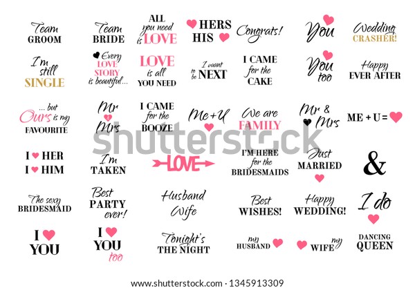 Vector Wedding Caligraphy Set Typography Collection Stock Vector