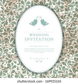 Vector wedding card or invitation with abstract floral ornament background. Perfect as invitation or announcement.