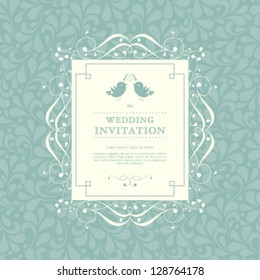 Vector wedding card or invitation with floral ornament background. Perfect as invitation or announcement.