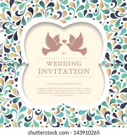 Vector wedding card or invitation with floral ornament background. Perfect as invitation or announcement.