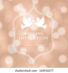 Vector wedding card or invitation with floral ornament background. Perfect as invitation or announcement.