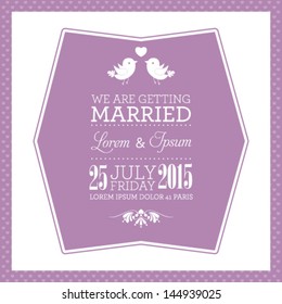 Vector wedding card or invitation with floral ornament background. Perfect as invitation or announcement.
