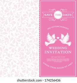 Vector wedding card or invitation with floral ornament background. Perfect as invitation or announcement.