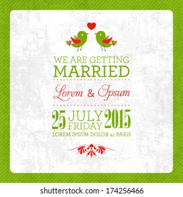 Vector wedding card or invitation with floral ornament background. Perfect as invitation or announcement.