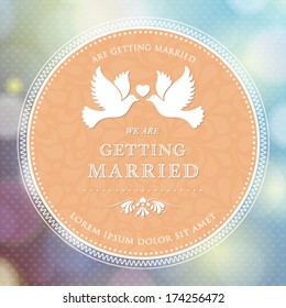 Vector wedding card or invitation with floral ornament background. Perfect as invitation or announcement.