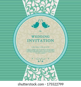 Vector wedding card or invitation with floral ornament background. Perfect as invitation or announcement.
