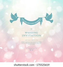 Vector wedding card or invitation with floral ornament background. Perfect as invitation or announcement.