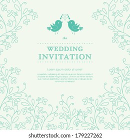 Vector wedding card or invitation with floral ornament background. Perfect as invitation or announcement. 