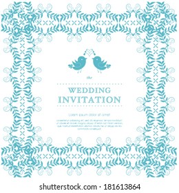 Vector wedding card or invitation with floral ornament background. Perfect as invitation or announcement.