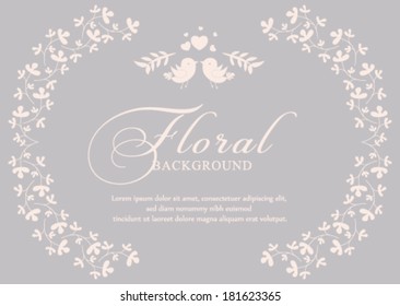 Vector wedding card or invitation with floral ornament background. Perfect as invitation or announcement.
