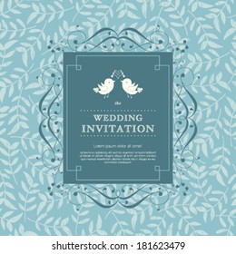 Vector wedding card or invitation with floral ornament background. Perfect as invitation or announcement.