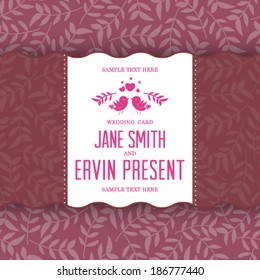 Vector wedding card or invitation with floral ornament background. Perfect as invitation or announcement.