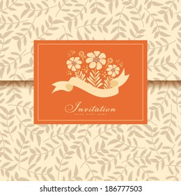 Vector wedding card or invitation with floral ornament background. Perfect as invitation or announcement. 