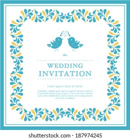 Vector wedding card or invitation with floral ornament background. Perfect as invitation or announcement.