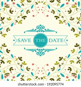 Vector wedding card or invitation with floral ornament background. Perfect as invitation or announcement.