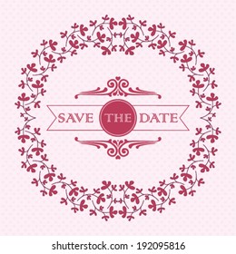 Vector wedding card or invitation with floral ornament background. Perfect as invitation or announcement.