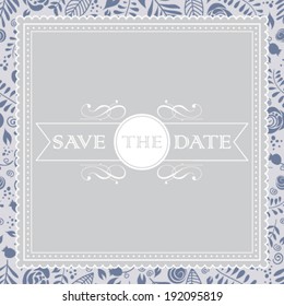 Vector wedding card or invitation with floral ornament background. Perfect as invitation or announcement.