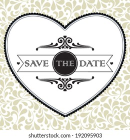 Vector wedding card or invitation with floral ornament background. Perfect as invitation or announcement.