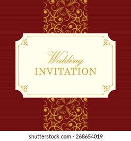 Vector wedding card or invitation with floral ornament background. Perfect as invitation or announcement.