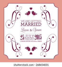 Vector wedding card or invitation with floral ornament background. Perfect as invitation or announcement.