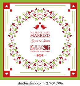 Vector wedding card or invitation with floral ornament background. Perfect as invitation or announcement.