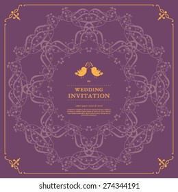 Vector wedding card or invitation with floral ornament background. Perfect as invitation or announcement.