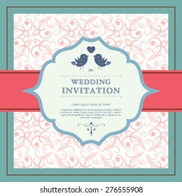 Vector wedding card or invitation with floral ornament background. Perfect as invitation or announcement.
