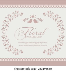 Vector wedding card or invitation with floral ornament background. Perfect as invitation or announcement.