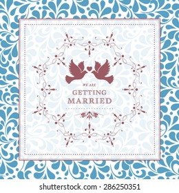 Vector wedding card or invitation with floral ornament background. Perfect as invitation or announcement.
