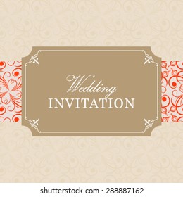 Vector wedding card or invitation with floral ornament background. Perfect as invitation or announcement.