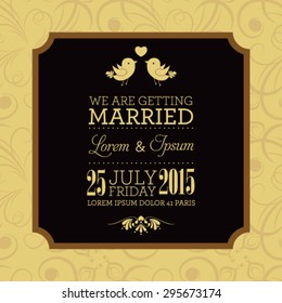 Vector wedding card or invitation with floral ornament background. Perfect as invitation or announcement.
