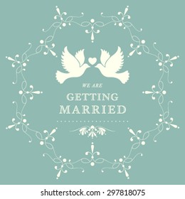 Vector wedding card or invitation with floral ornament background. Perfect as invitation or announcement.