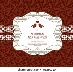 Vector wedding card or invitation with floral ornament background. Perfect as invitation or announcement.