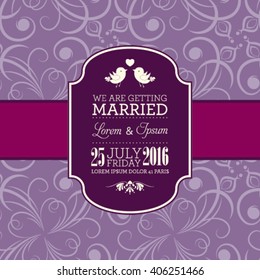 Vector wedding card or invitation with floral ornament background. Perfect as invitation or announcement.
