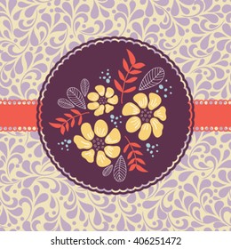 Vector wedding card or invitation with floral ornament background. Perfect as invitation or announcement.