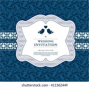 Vector wedding card or invitation with floral ornament background. Perfect as invitation or announcement.