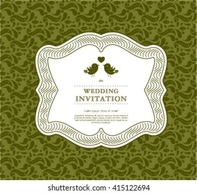 Vector wedding card or invitation with floral ornament background. Perfect as invitation or announcement.