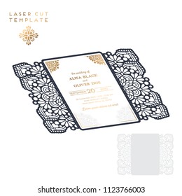 Vector wedding card laser cut template. Vintage decorative elements. Hand drawn background. Islam, Arabic, Indian, ottoman motifs. Vector illustration