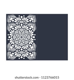 Vector wedding card laser cut template. Vintage decorative elements. Hand drawn background. Islam, Arabic, Indian, ottoman motifs. Vector illustration