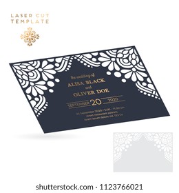 Vector wedding card laser cut template. Vintage decorative elements. Hand drawn background. Islam, Arabic, Indian, ottoman motifs. Vector illustration